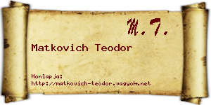 Matkovich Teodor névjegykártya
